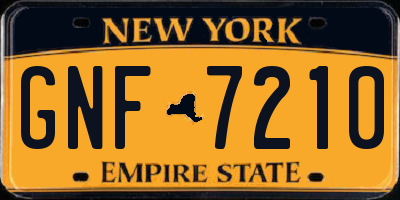NY license plate GNF7210