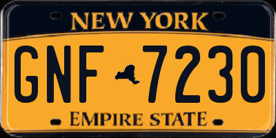 NY license plate GNF7230