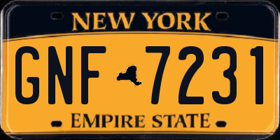 NY license plate GNF7231
