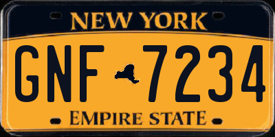 NY license plate GNF7234
