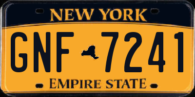 NY license plate GNF7241