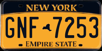NY license plate GNF7253