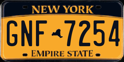 NY license plate GNF7254