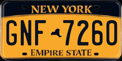 NY license plate GNF7260