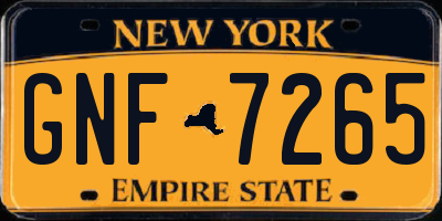 NY license plate GNF7265
