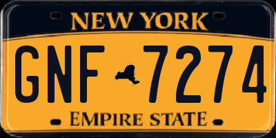 NY license plate GNF7274