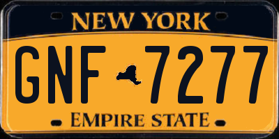 NY license plate GNF7277