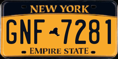 NY license plate GNF7281
