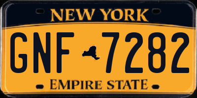 NY license plate GNF7282