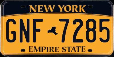 NY license plate GNF7285