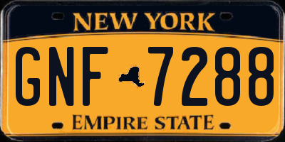 NY license plate GNF7288