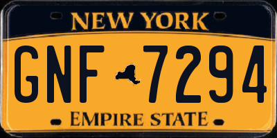 NY license plate GNF7294