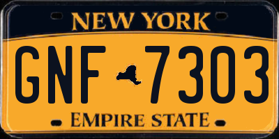 NY license plate GNF7303
