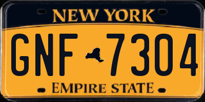 NY license plate GNF7304