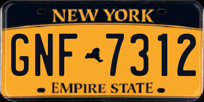 NY license plate GNF7312