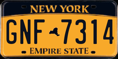 NY license plate GNF7314