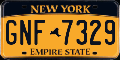 NY license plate GNF7329