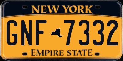 NY license plate GNF7332