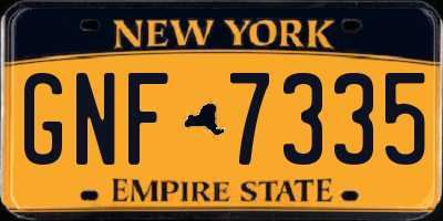 NY license plate GNF7335