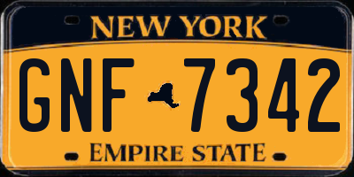 NY license plate GNF7342