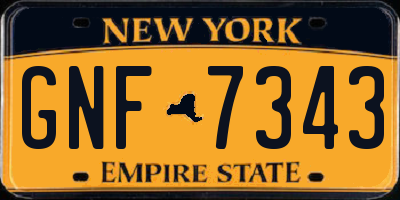 NY license plate GNF7343