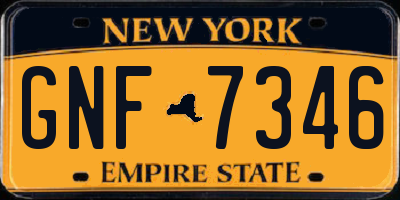 NY license plate GNF7346