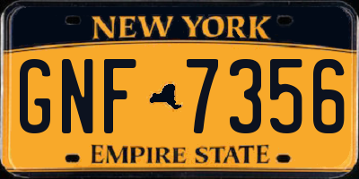 NY license plate GNF7356