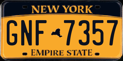 NY license plate GNF7357