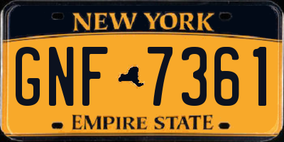 NY license plate GNF7361