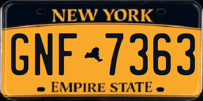 NY license plate GNF7363