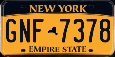 NY license plate GNF7378