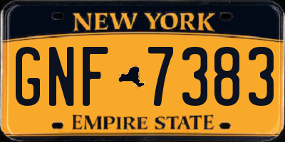 NY license plate GNF7383