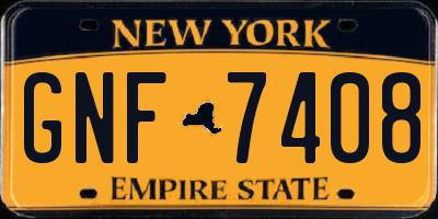 NY license plate GNF7408