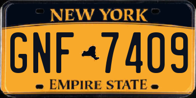 NY license plate GNF7409