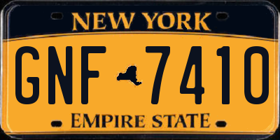 NY license plate GNF7410