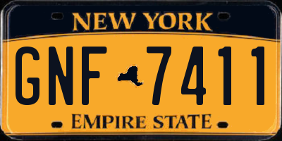 NY license plate GNF7411