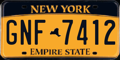 NY license plate GNF7412