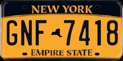 NY license plate GNF7418