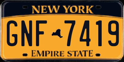 NY license plate GNF7419