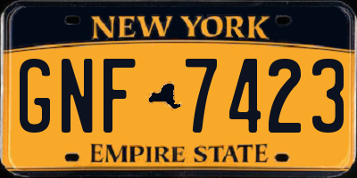 NY license plate GNF7423
