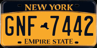 NY license plate GNF7442