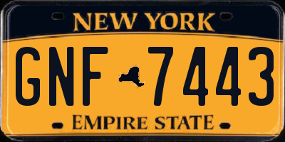NY license plate GNF7443