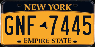 NY license plate GNF7445