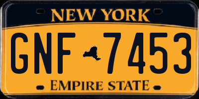 NY license plate GNF7453