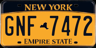 NY license plate GNF7472