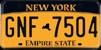 NY license plate GNF7504