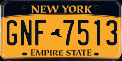 NY license plate GNF7513