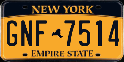 NY license plate GNF7514