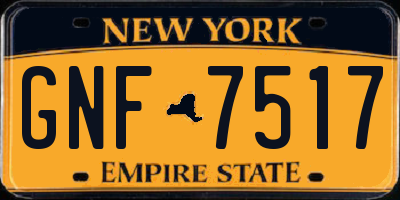 NY license plate GNF7517