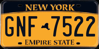 NY license plate GNF7522